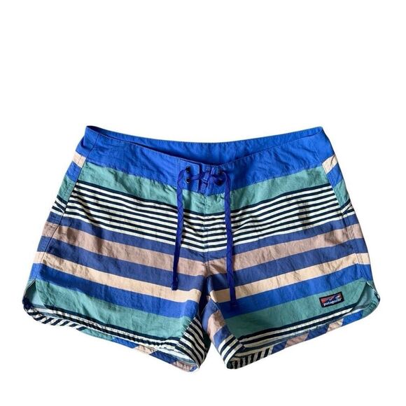 Patagonia Women's Wavefarer Boardshorts size 8 Striped Swim Shorts - Picture 1 of 9